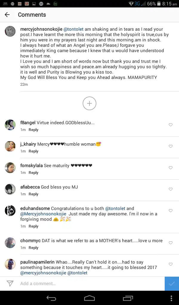 Mercy Johnson Responds To Tonto Dikeh’s Apology To Her: What She Wrote Is So Touching!